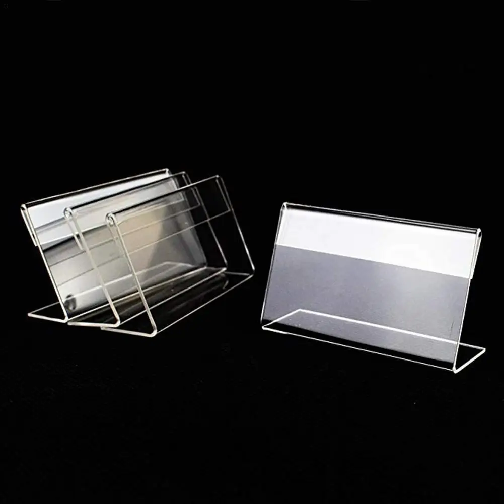 Acrylic Transparent Display Stand Desk Sign Label Frame Price Tag Display Business Card Holders Label Holder 1pc Card Holder