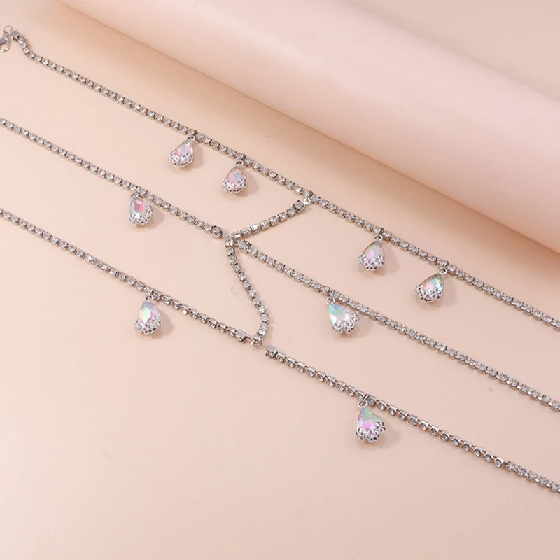 New Gothic Leg Chain Belt for Rhinestone Multi Layer Thigh Chain Party Decor for Lad