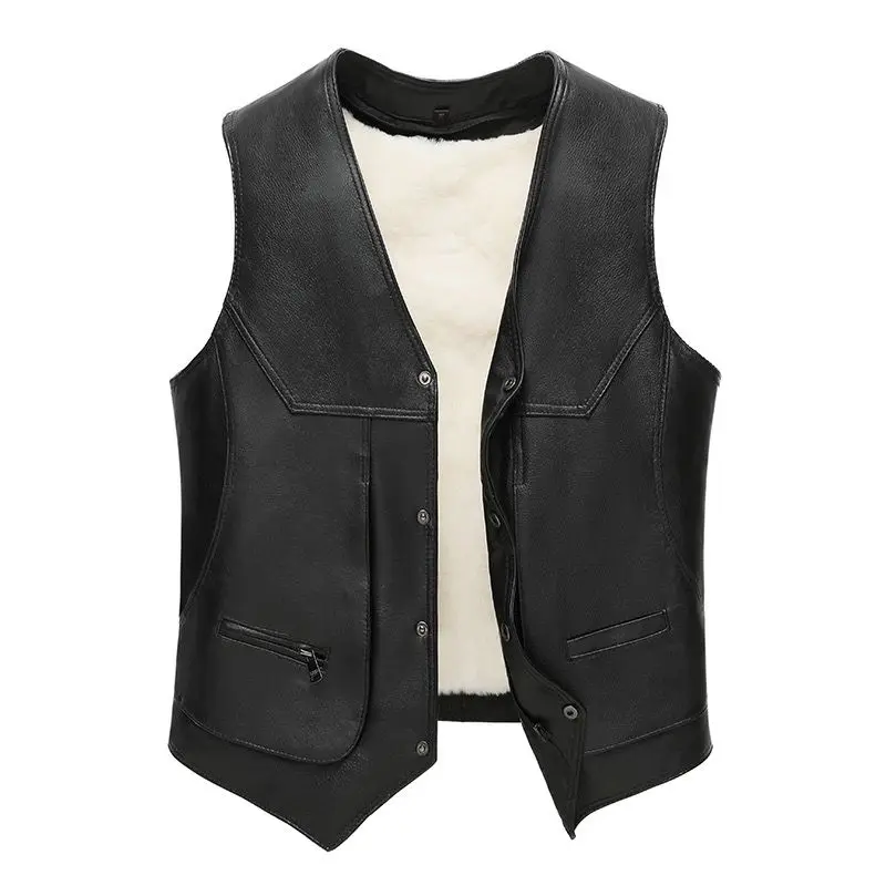 

Classical Men Faux Pu Leather Vest Multiple Pockets Fashion Solid Color Motorcycle Sleeveless PU Jacket Riding Biker Vests D11