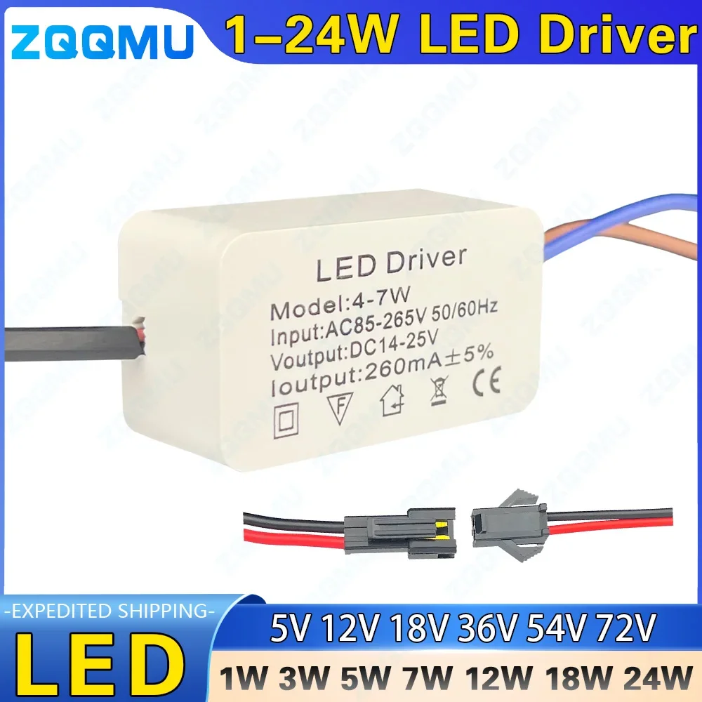 LED Driver Constant Current Wide Voltage 85-265V 1-3W 4-7W 8-12W 18-24W 25-36W Power Supply for LED Downlight Ceiling Light