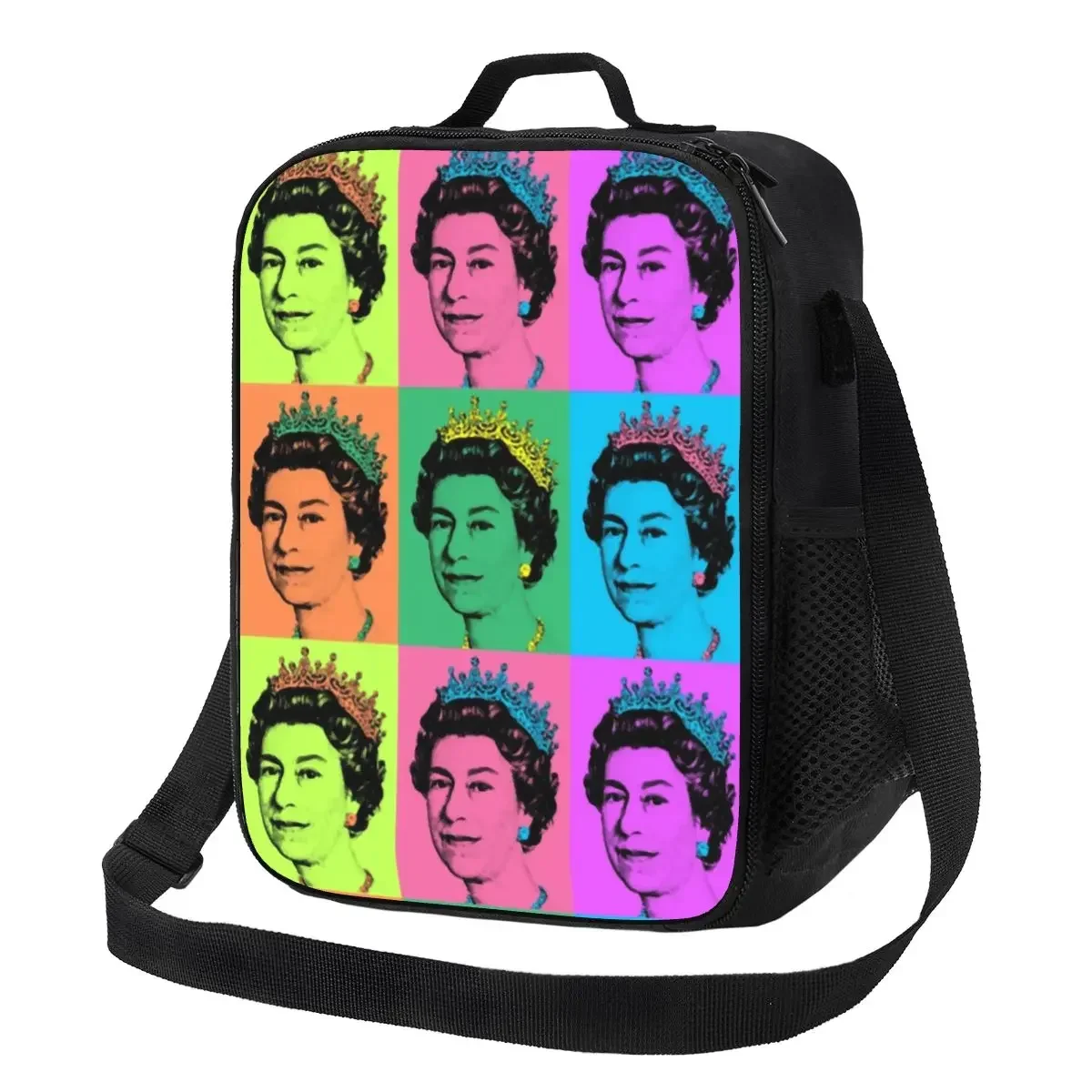 Queen Elizabeth II England Pop Thermal Insulated Lunch Bag Royal United Kingdom Portable  Tote School Travel Bento Food Box