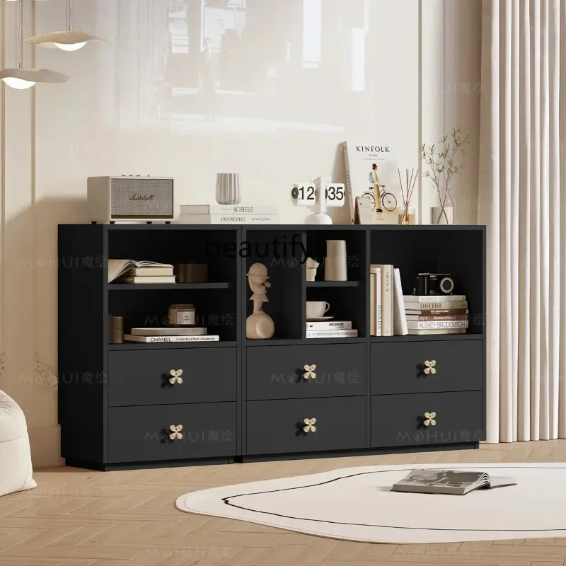 K185 غرفة المعيشة خزانة منخفضة الرجعية الشرفة خزانة ذات أدراج مزيج مجاني Tailstock تلفزيون الملابس الجانبية خزانة #4