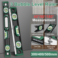 3 Bubble Level Ruler 45°/90°/180° Portable Angle Finder Protractor Inclinometer Magnetic Spirit Level Woodworking Measuring Tool