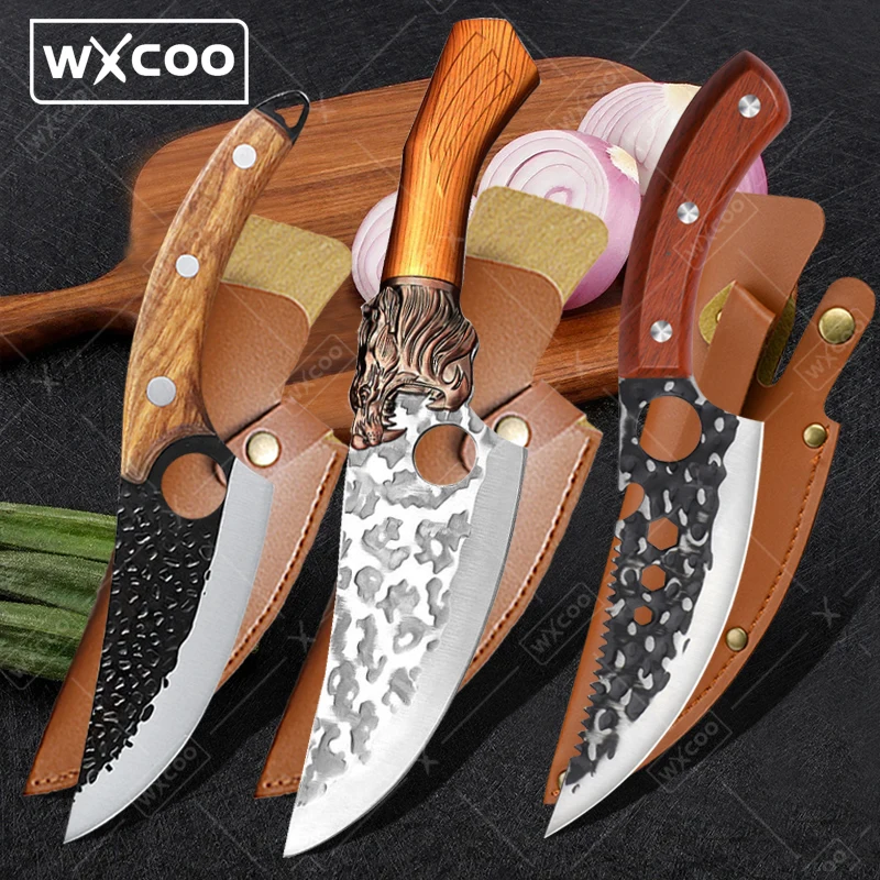 Stainless Steel Kitchen Knife Hand Forged Boning Knife Professional Chef's Knives Sharp Meat Cleaver Kitchen BBQ Cooking Tools