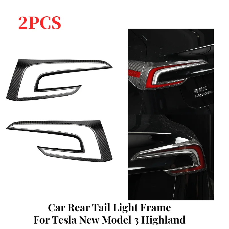 

For Tesla New Model3 Highland 2024 Car Rear Tail Light Sticker Cover Real Carbon Fiber Rear Taillight Trim Frame Car accessories