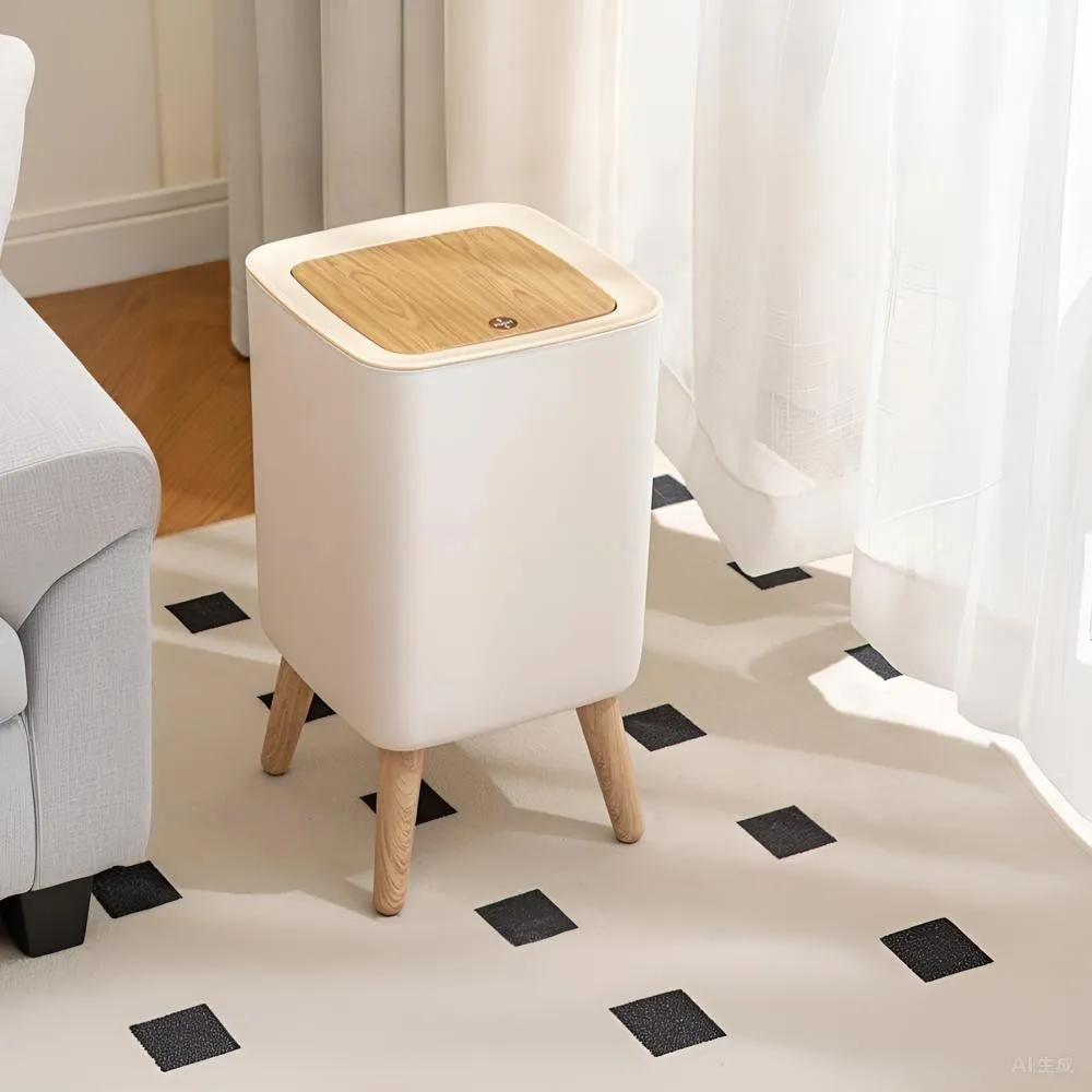 

High foot covered garbage bin, suitable for bedrooms, living rooms, bathrooms, and pressing garbage bins