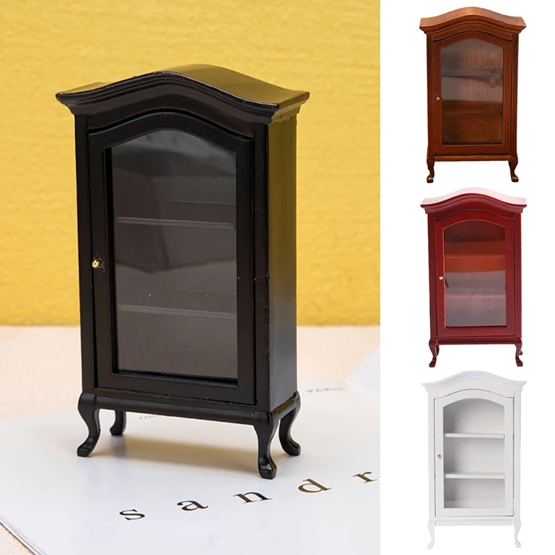 1:12 Dollhouse Miniature Wooden Showcase Storage Cabinet Locker Display Cabinet Cupboard Furniture Model Toy Doll House Decor