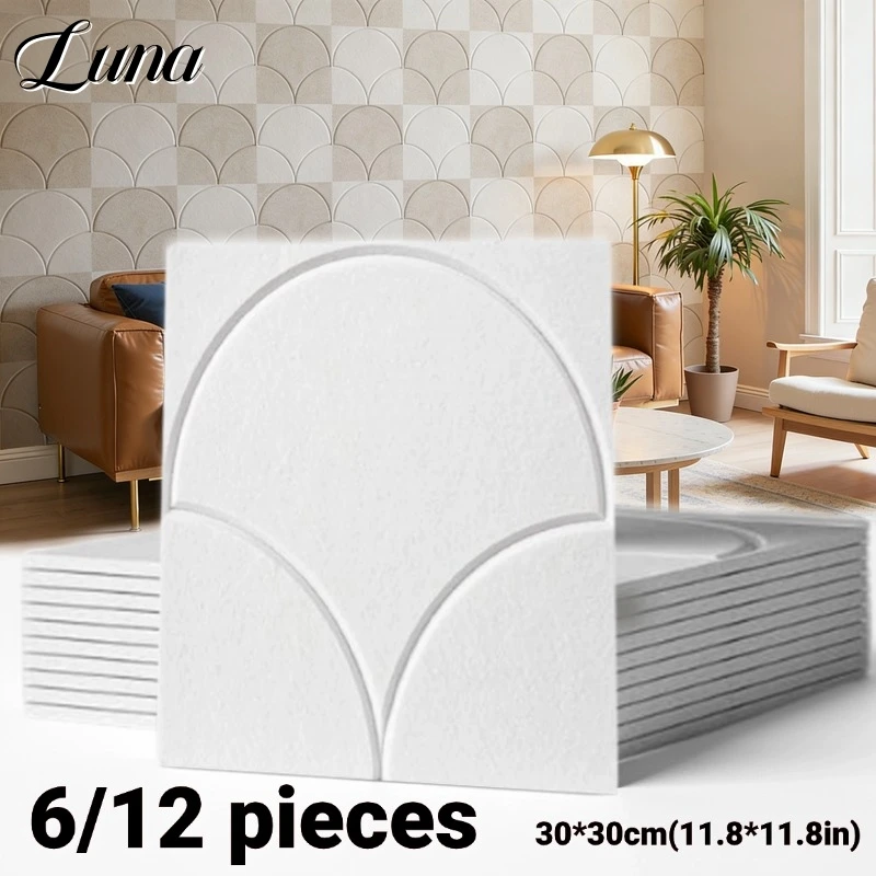 Arch Pattern 3D Wall Stickers High Density Self Adhesive Wall Panel for Walls Decoration 6/12 PCS Sound Absorbing Wall Sticker