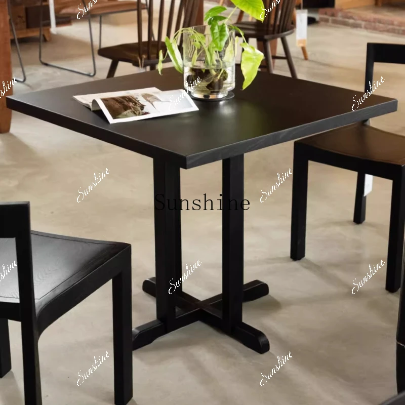 Cafe casual walnut simple square table optional commercial  FT