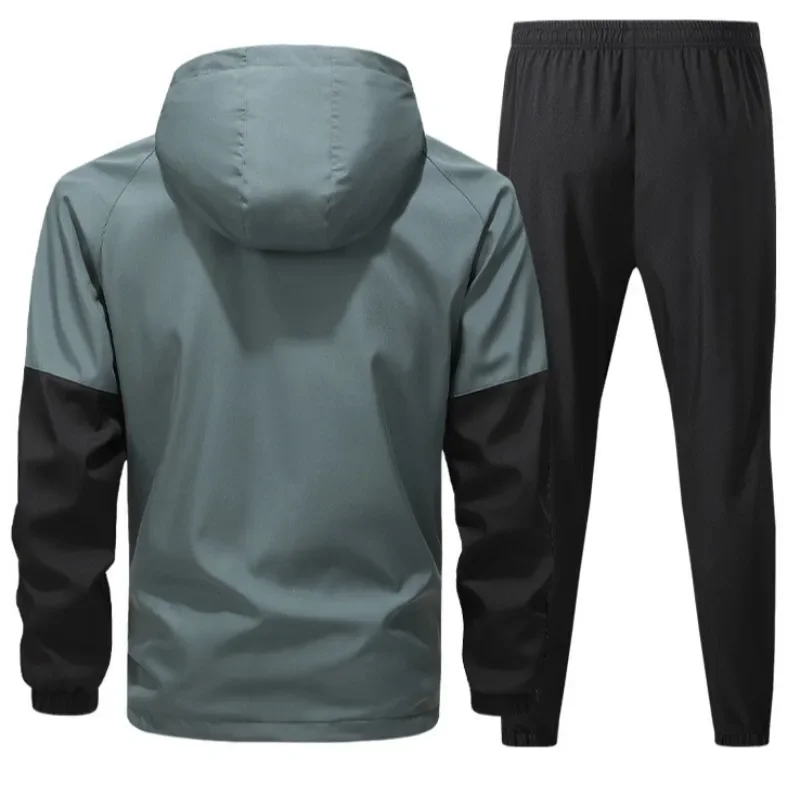 طقم قطن رجالي مكون من قطعتين لعام 2025: سترة خريفية فضفاضة غير رسمية مع سراويل متطابقة، ملابس الشارع اليومية للشباب #5