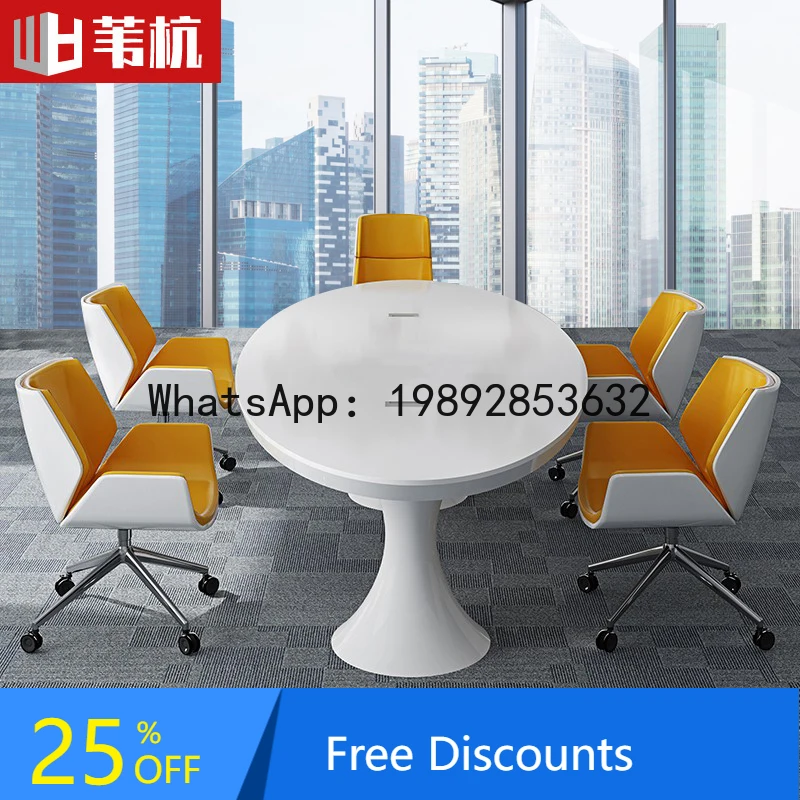 

YFY White Lacquer Oval Conference Table Simple Modern Fashion Negotiation Table Creative Discussion Table