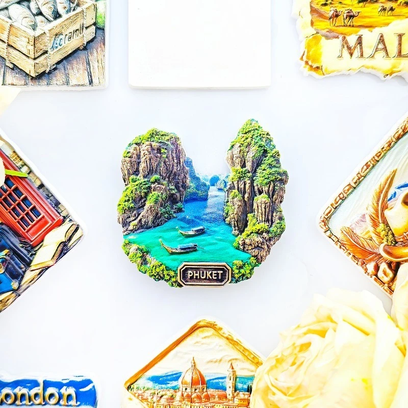 مغناطيس ثلاجة بمناظر طبيعية لجزيرة فوكيت - هدية آسيوية فريدة من نوعها لتزيين الشاطئ والحجر الجيري في تايلاند ثلاثية الأبعاد #2