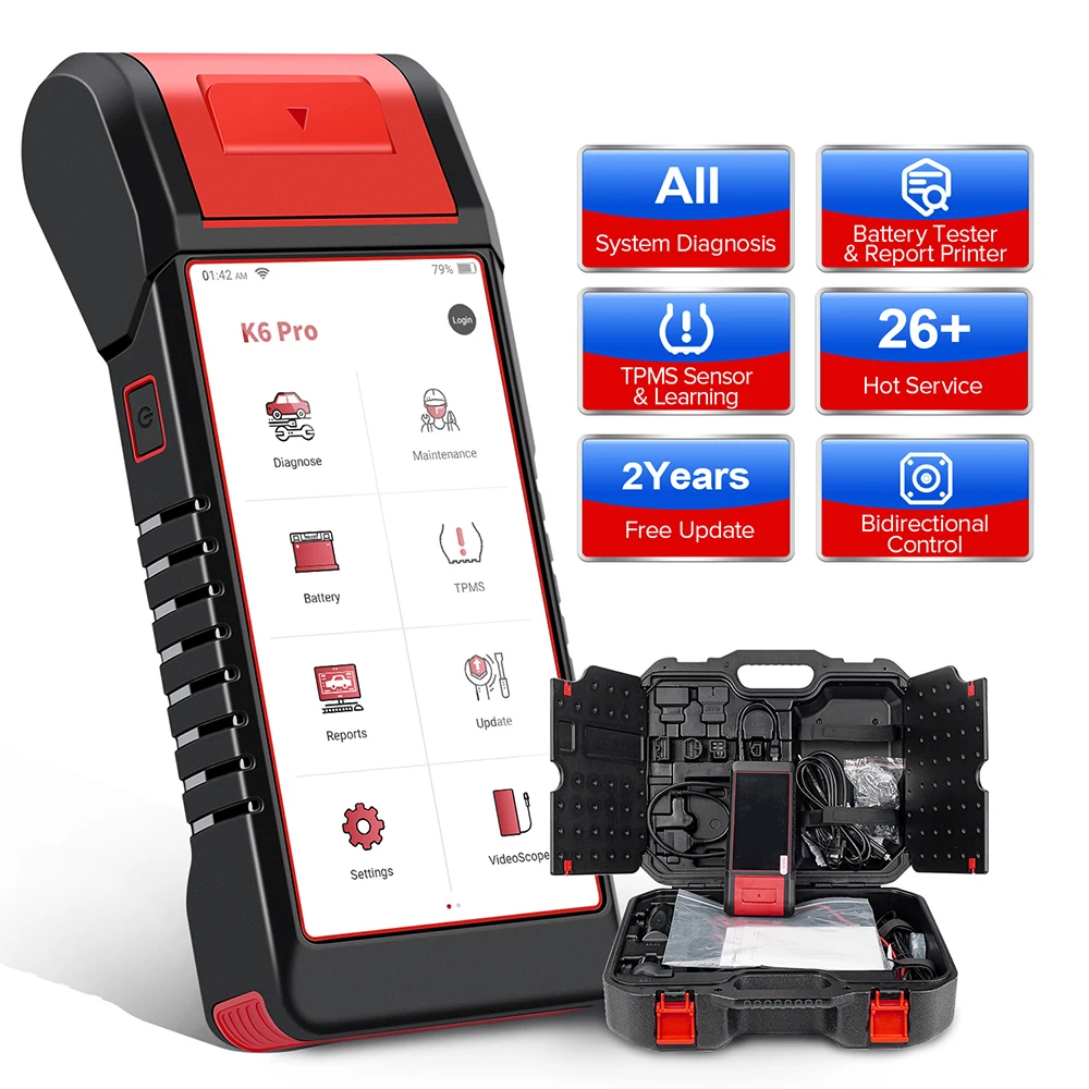 

Диагностические инструменты датчика K6 Pro, сканер 2 E, считыватель кодов, бесплатное обновление для 2 лет, 26 сбросов, автомобильные инструменты