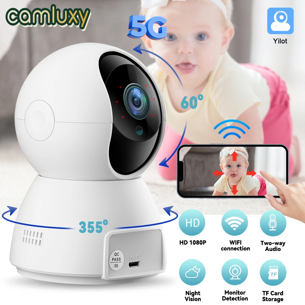 

Camluxy 2.4G&5G Wifi Wireless IP Camera HD 1080P Baby Monitor Two Way Audio Night Vision Surveillance Yilot APP Home Security