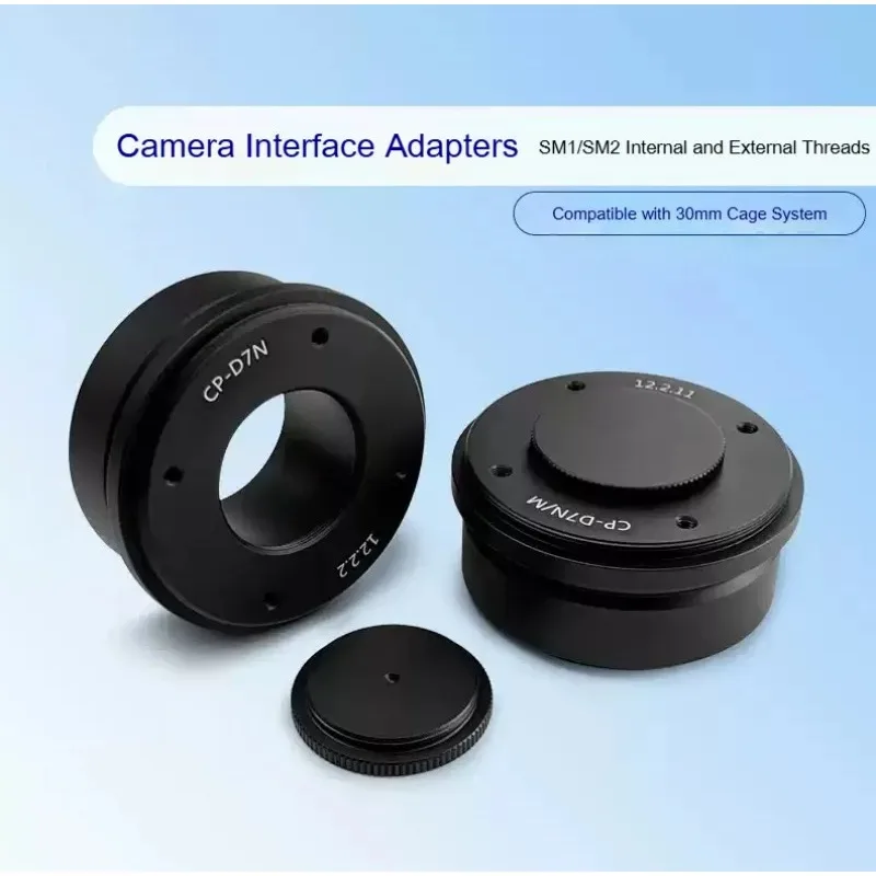 Camera Interface Adapter with D7N Male Connector SM1 Internal Thread SM2 External Thread for Microscope 30mm Cage System