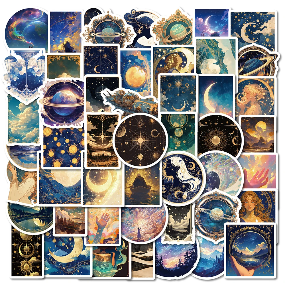 10/30/50pcs Vintage Astronomy Universe Planets Stickers for Suitcase Phone Notebook Astrology Galaxy Moon Aesthetic Decals Decor