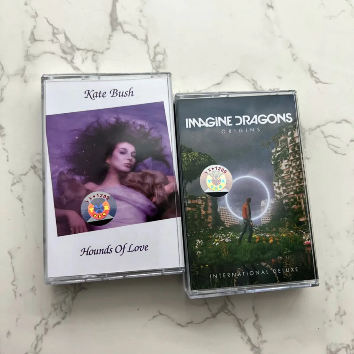 Kate Bush Hounds of Love & Imagine Dragons Origins Cassette Tape Alternative Pop Rock Music Album for Listening and Collection