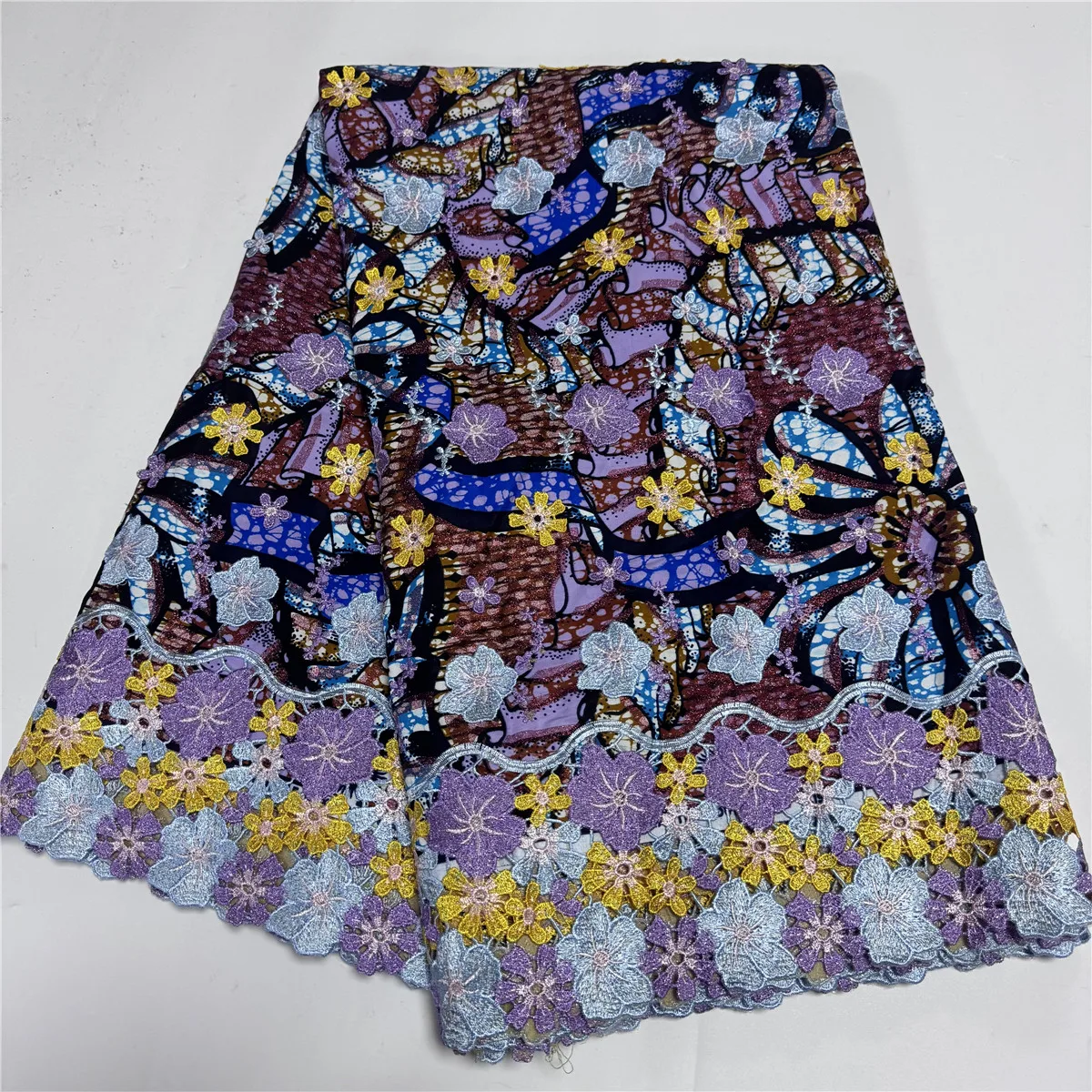 

New African 3D Wax Lace Fabric With Gold Powder 6 Yards Swiss Voile Lace Embroidery Guipure Net Fabric Sewing Wedding 19A05