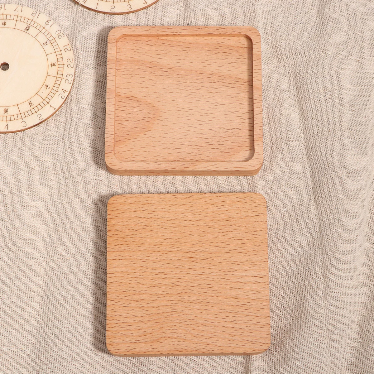 

2Pcs Wooden Coaster Non Slip Heat Insulation Cup Mat Wood Square Groove Multipurpose Use for Home Party Restaurant Hotel