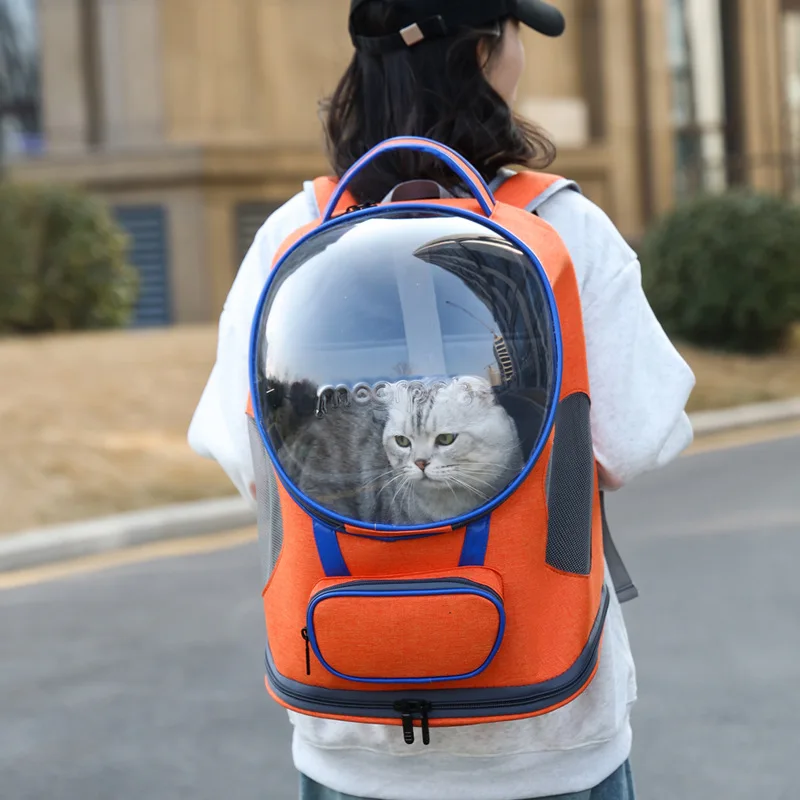 Pet Carrier Breathable Mesh Backpack Large Opening Cat Carrier Portable Pet Travel Bag Rolling Pet Carrier Outdoor Casual Daily