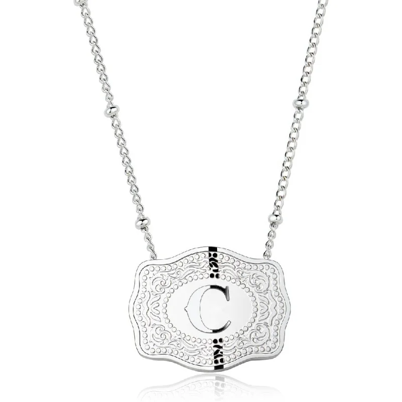 

Rhodium Plated Initial Letter Necklace, Personalized Name Jewelry for Women, Dainty Gift for Birthday Anniversary