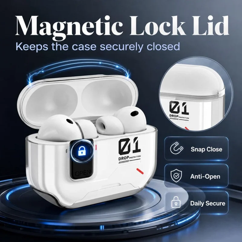 Protector Cover for AirPod 5 （2026）with Lock TPU+PC Shockproof Case for AirPods Pro/Pro 2 3 Lock Case For AirPods 5 MagSafe Case