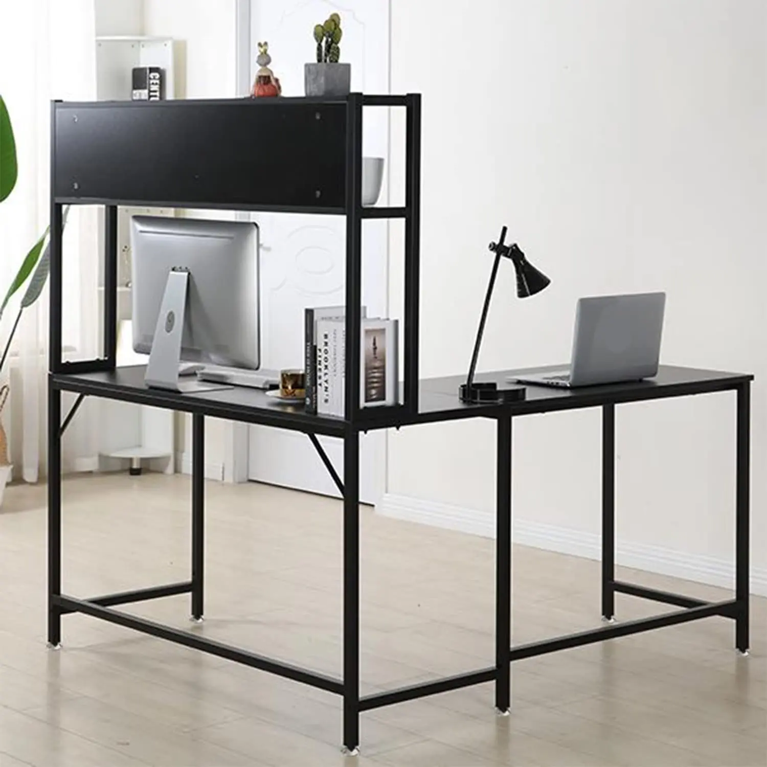 L Shaped Corner Desk With Hutch, 55