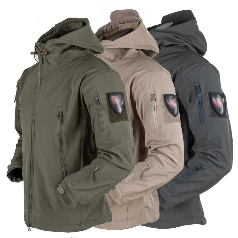 Men Winter Tactical Fleece Shark Skin Windbreaker s Soft Warm Waterproof Windproof Coat