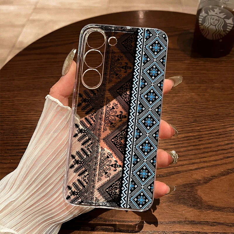 Personalisierte, mit Spitze bedruckte, transparente Hülle für Samsung Galaxy S25 Ultra S24 S23 S22 S21Plus FE A16 A15 A56 A55 A54 A53 A36 5G Coque – Detail 1