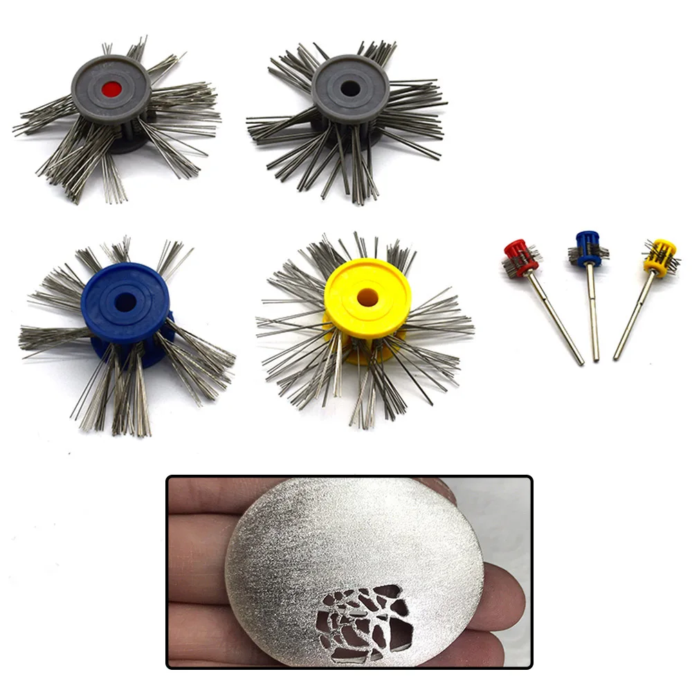 

1 шт. 0,2/0,3/0,45/0,6/0,8/1,0 мм стальная проволока, матовая щетка, золото, серебро, металлические шлифовальные щетки, инструмент для металлической пескоструйной обработки