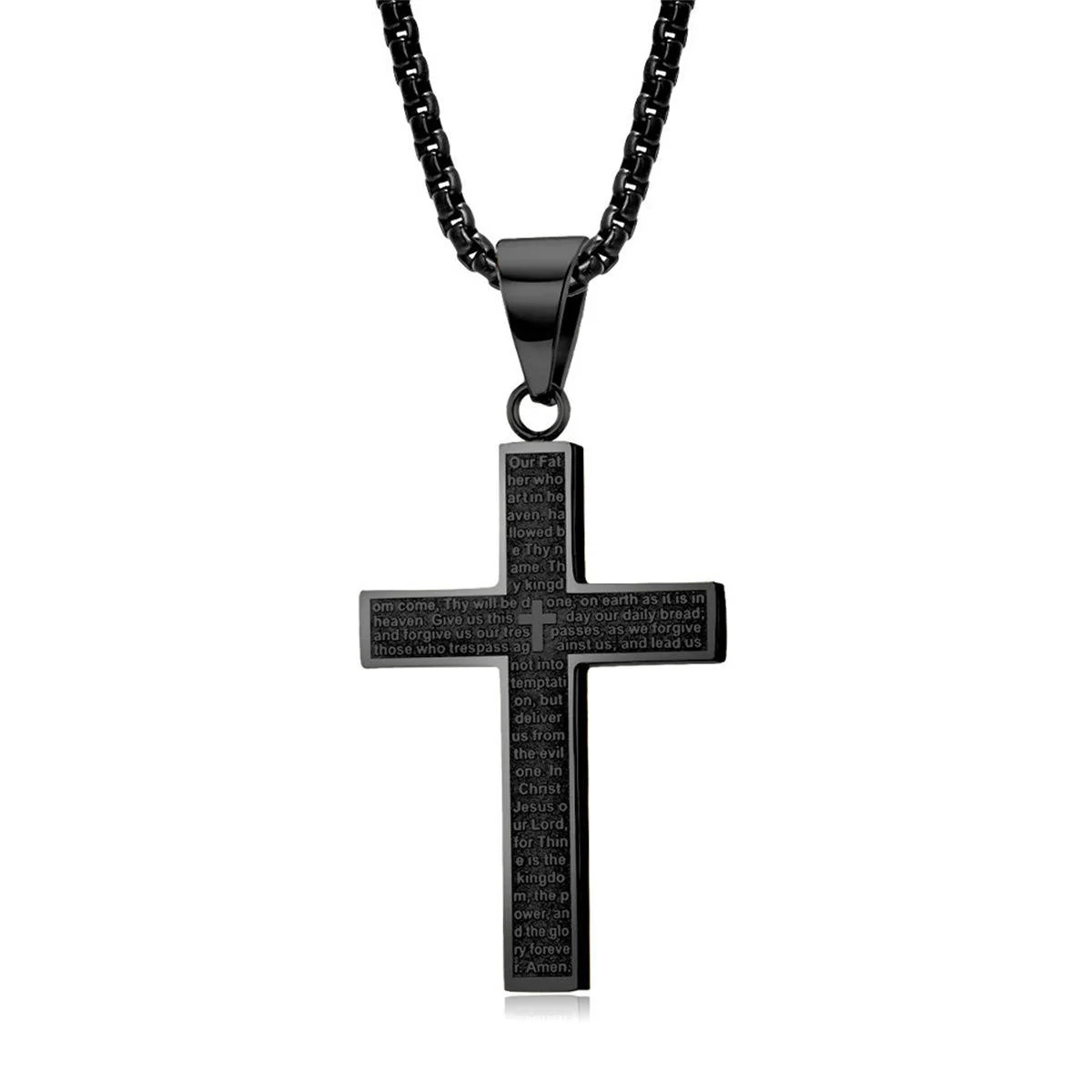 Modische Kreuzkette, goldfarben, Anhänger und Kette aus Edelstahl für Herren, Geschenk, christlicher Schmuck, Accessoires. – Detail 6
