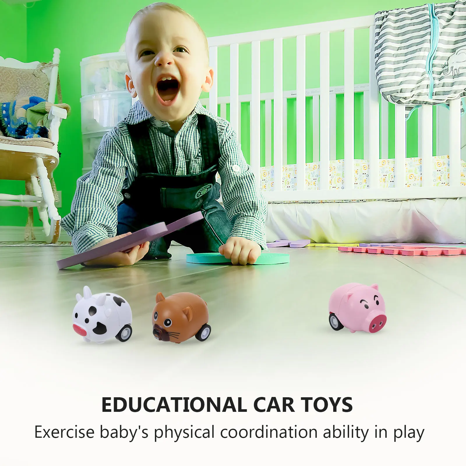 12-teiliges Mini-Tier-Pull-Back-Auto, Spielzeug für Kinder, Modell, kognitive Fähigkeiten, Verbesserung der Autos, Kunststoff, spielende Kinder