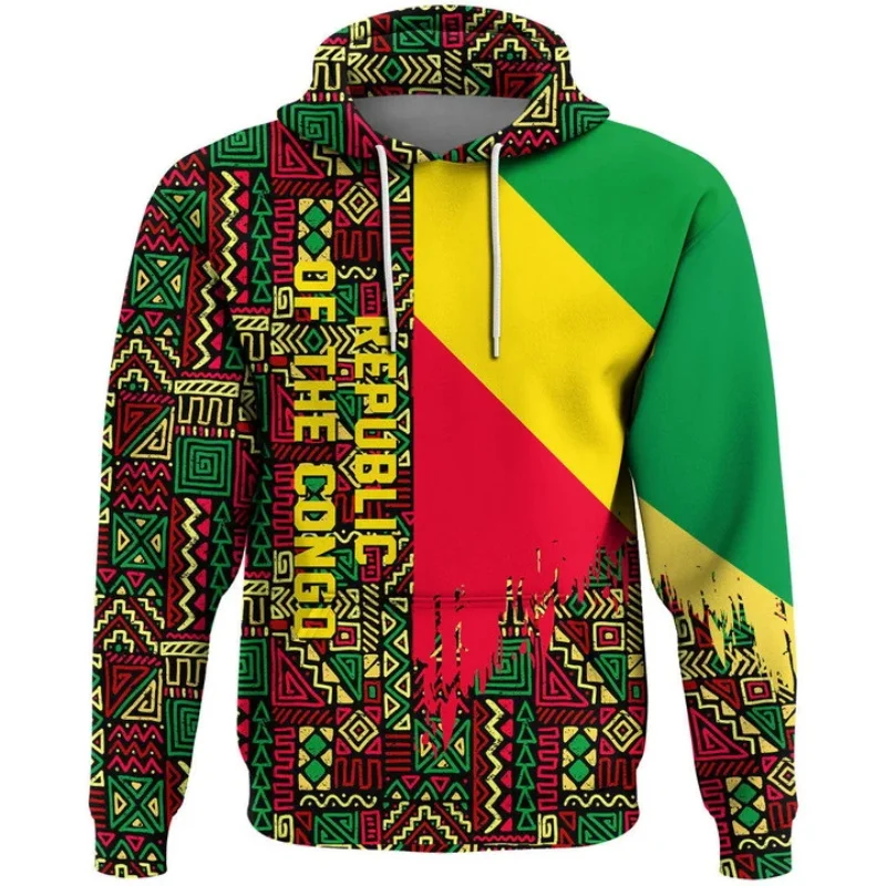 Full Print Republic Of The Congo Flag Hoodie For Men Women Spring Autumn Pullover Sweatshirt Coat Sport Oversized Tracksuit