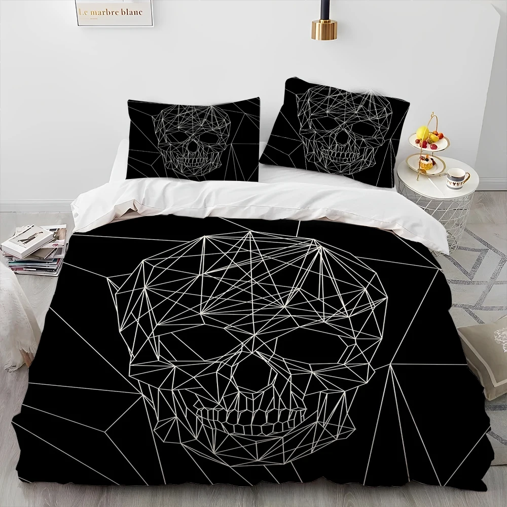 Imagem -03 - Crânio Cartoon Comforter Bedding Grupo 3d Gothic Horror Duvet Cover Bed Grupo Quilt Cover Fronha King And Queen Size Presente