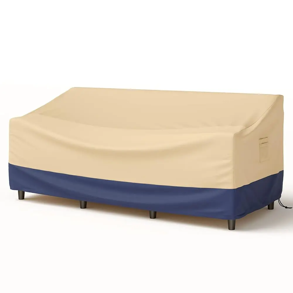 

Patio 3-Seater Waterproof Outdoor Deep Sofa Cover With Padded Handle & Click-Close Straps, Air Vent, Heavy Duty Pu Couch Cover,