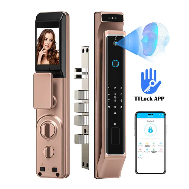 Hot sale cloud facial tuya wifi ttlock fingerprint smartlock automatic face recognition door lock digital code smart lock camera