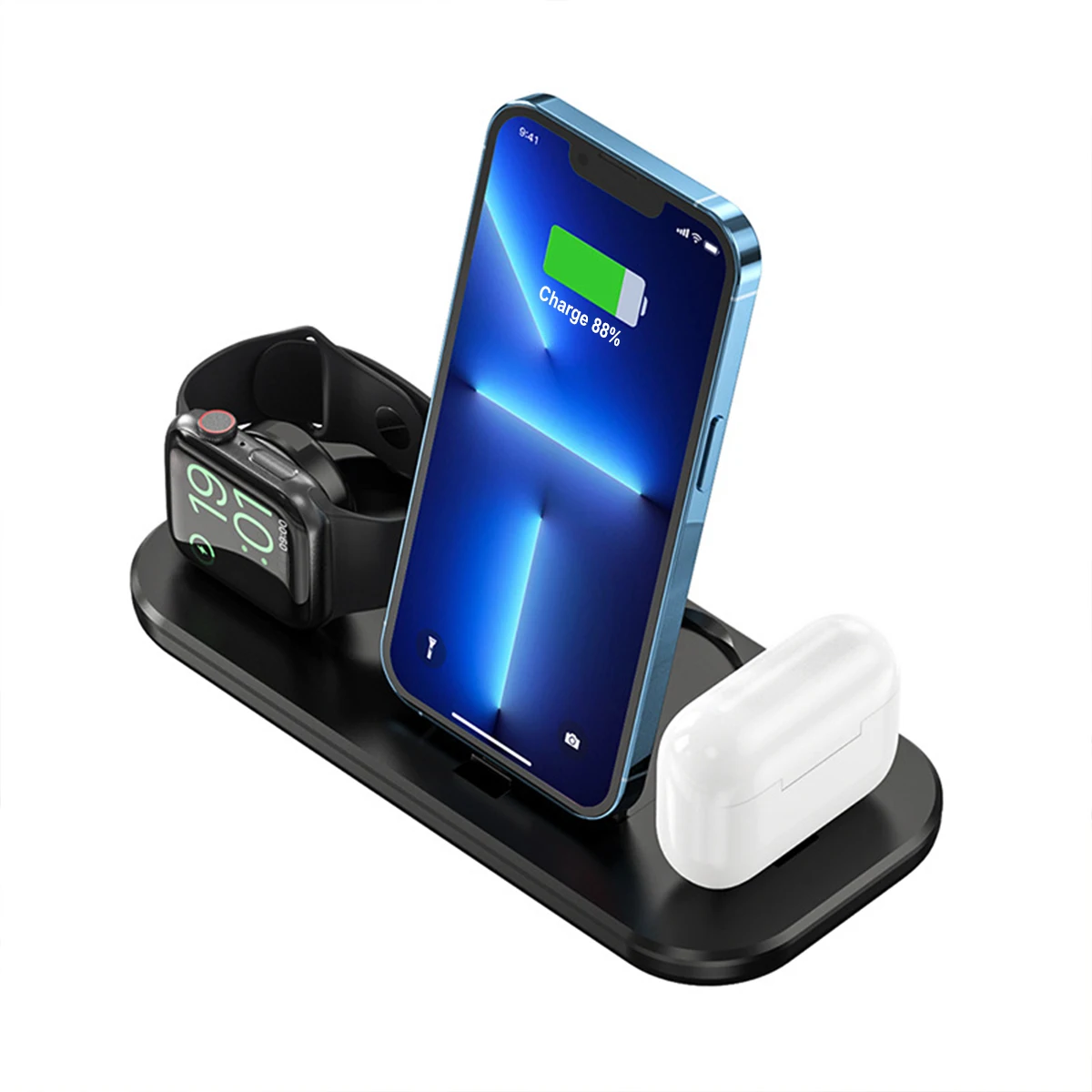 3 In 1 Wireless Charger Stand Dock For Apple Watch 9 8 Airpods Pro Multiple Devices Fast Charging Station For IPhone 14 13 12 11