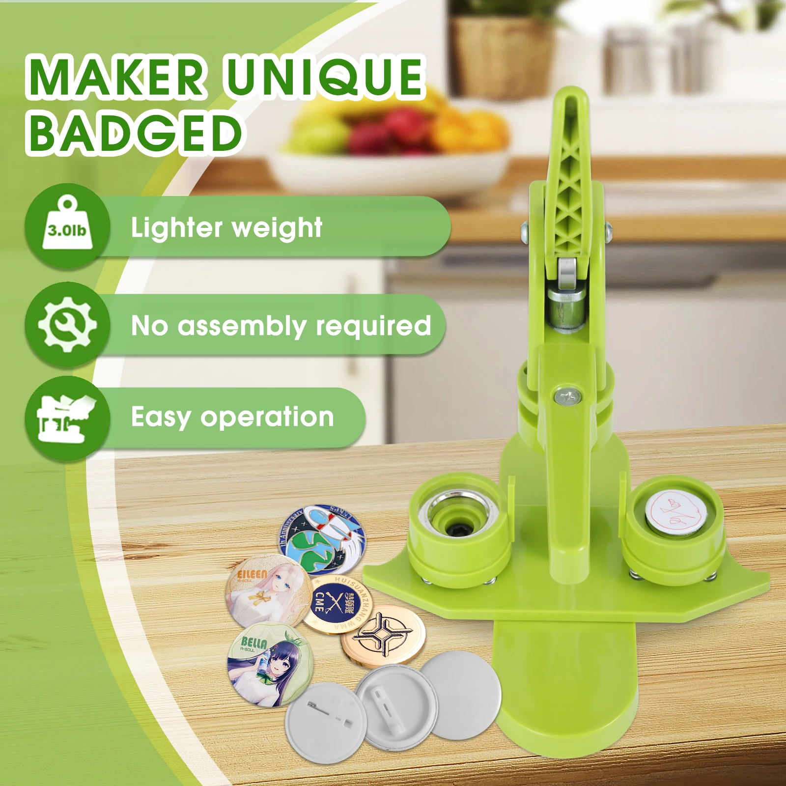 

Машина для изготовления пуговиц своими руками, не требующая установки, набор для прессования бейджей для художественных ремесел (32 мм)