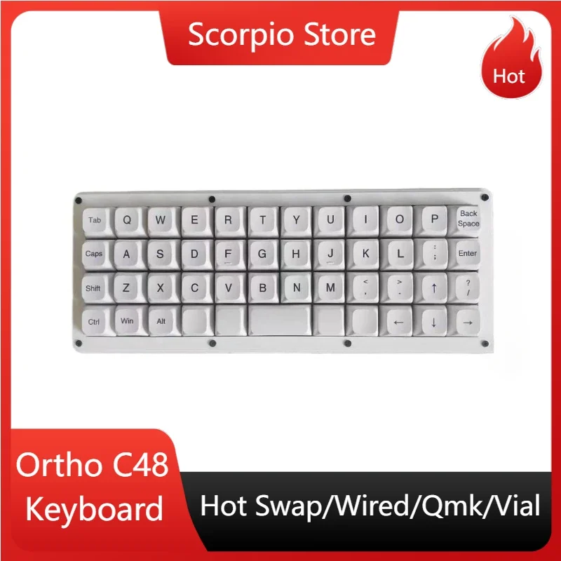 Ortho C48 Key Planck Keyboard in Line Layout Orthogonal Hot Swappable Wired Single Mode Qmk/Vial Customized Mechanical Keyboard