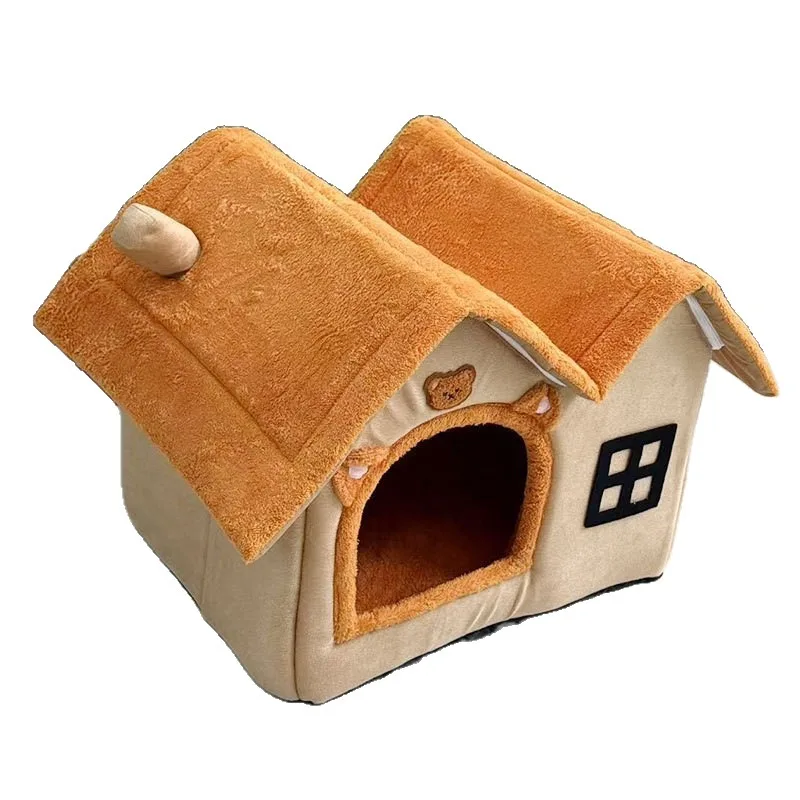 Maison pliable pour chat et lit pour chien – Condo d'intérieur à double toit avec mousse à mémoire de forme 30D, coussin amovible et lavable, base antidérapante