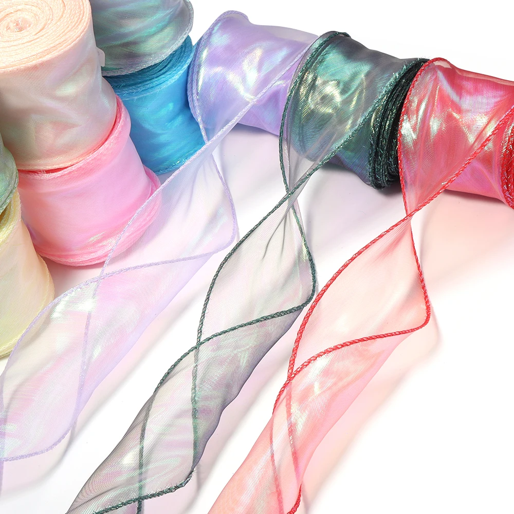10Yards 6cm Fishtail Organza Ribbons Colorful Wavy Edge Ribbon For Gifts Bouquet Wrapping DIY Christmas Wedding Party Bows Decor