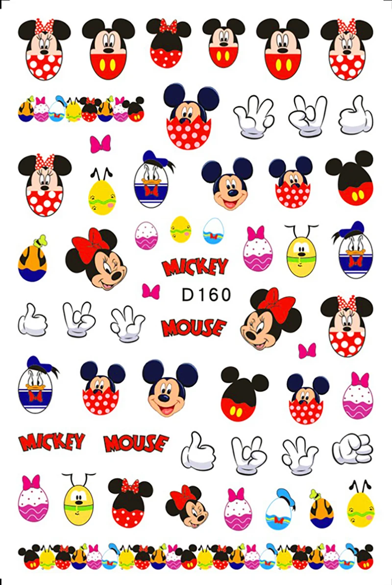 Disney Nieuwe Mickey Minnie Nail Art Sticker Nail Slider Disney Princess Donald Duck 3D Sticker Nail Art Decals Nageldecoratie