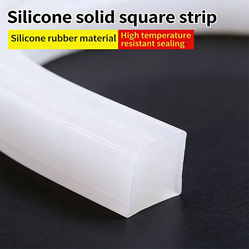 High Temp Solid Silicone Square Seal Strip Wear Resistant Shock Absorbing Square Rubber Cushion Strip