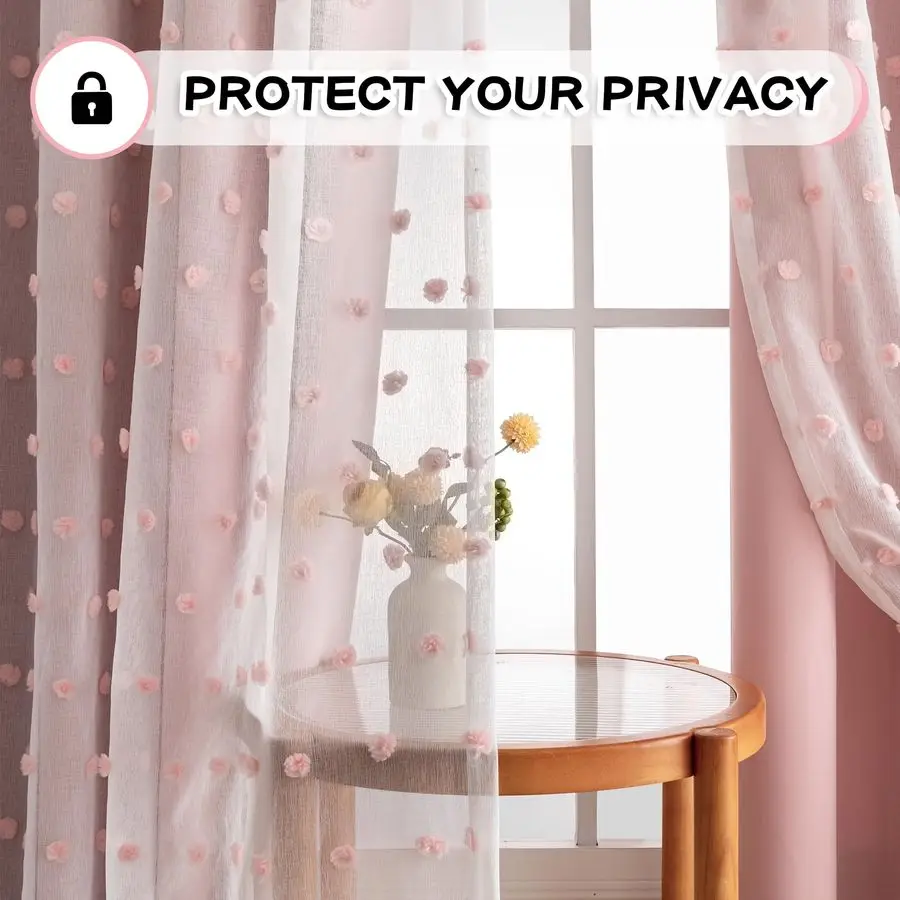 ผ้าม่านสีชมพูสำหรับห้องเด็กผู้หญิง ยาว 84 นิ้ว 2 ผืน ผ้าม่านเด็กผู้หญิงพร้อมพู่สีชมพู ผ้าม่านโปร่งแสงกันแสงสำหรับห้องเด็ก ช่วยให้ห้องมืดลง