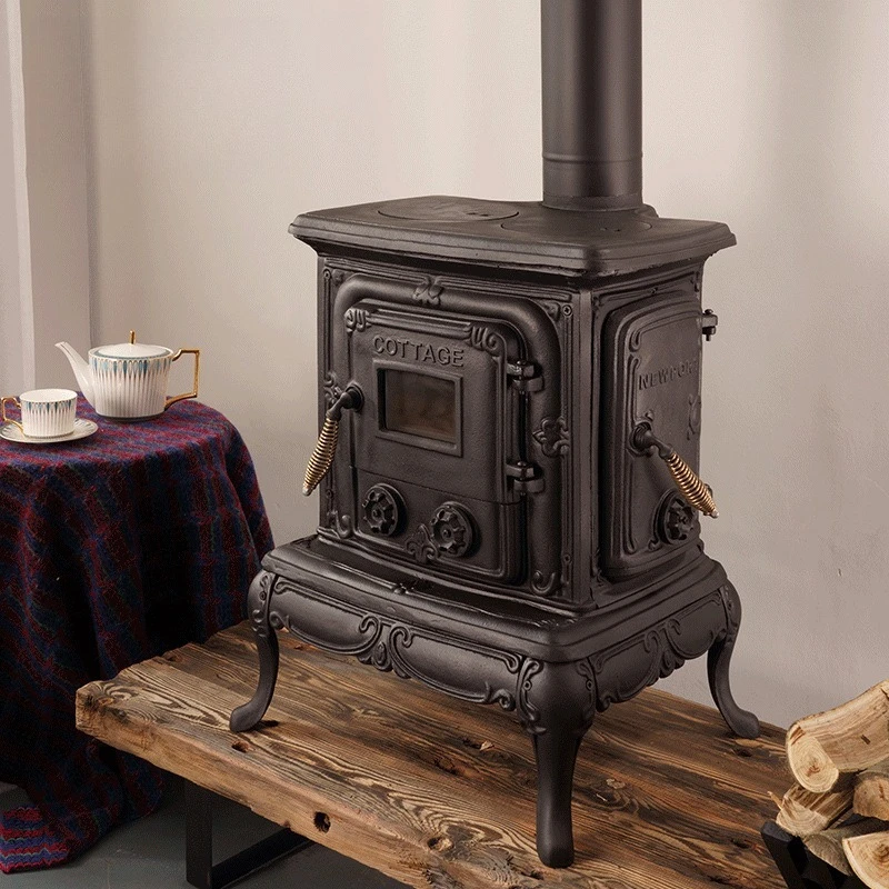 Cast iron real fire wood can boil water large fireplace self-built house villa homestay retro heater