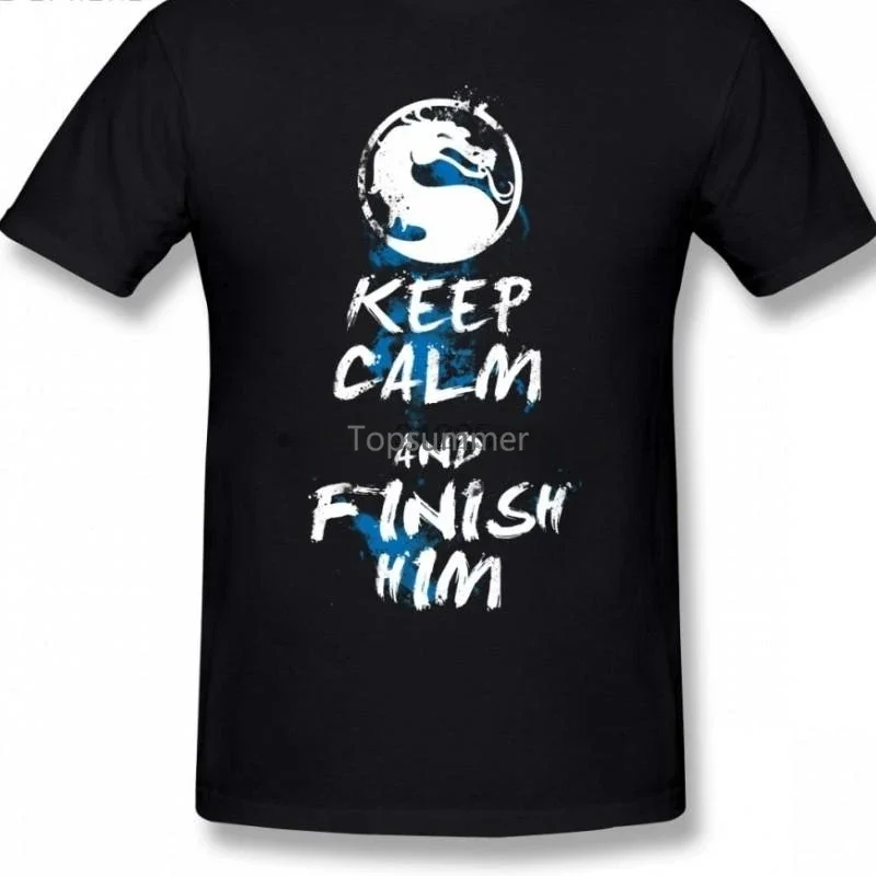 Mortal Kombat T Shirt Keep Calm T Shirt Awesome Streetwear Tee Shirt 100 Cotton Oversized Short Sleeve Men Print Tshirt