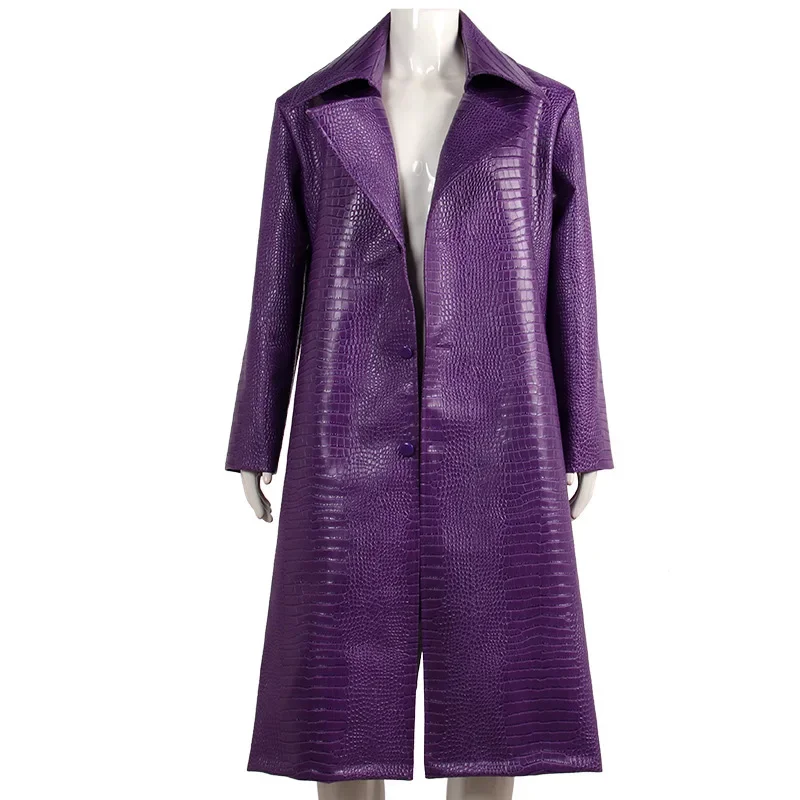 FC6Film Joker Jared Cosplay Leto Coat Purple Leather Clothing  Jacket Windbreaker Halloween Costume Custom Made@FC8！