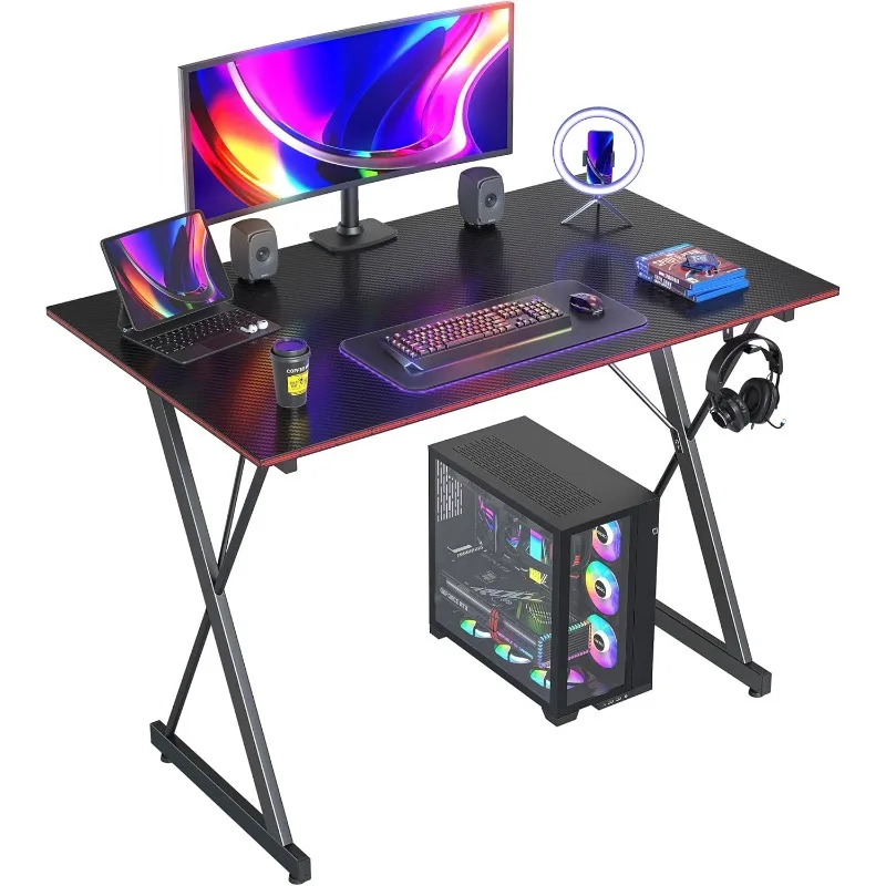 Gaming Desk 32 Inch PC Computer Desk, Home Office Desk Table Gamer Workstation, Simple Game Table, Black