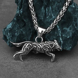Viking Geri and Freki Knot Wolf Stainless Steel Pendant Men's Fashion Street Hip Hop Men's Pendant Necklace Jewelry Wholesale