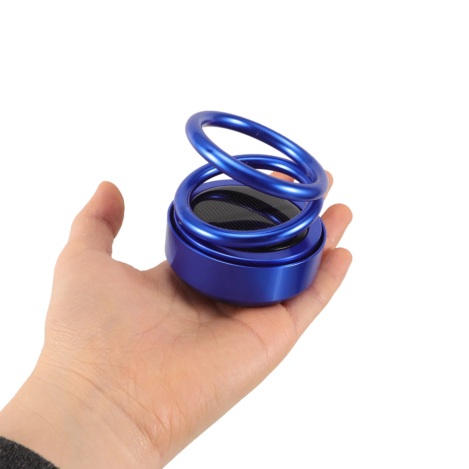 

Solar Powered Rotating Car Aromatherapy Ornament Fresh Fragrance Air Freshener Double Ring Aluminum Alloy Flying Ball Dashboard